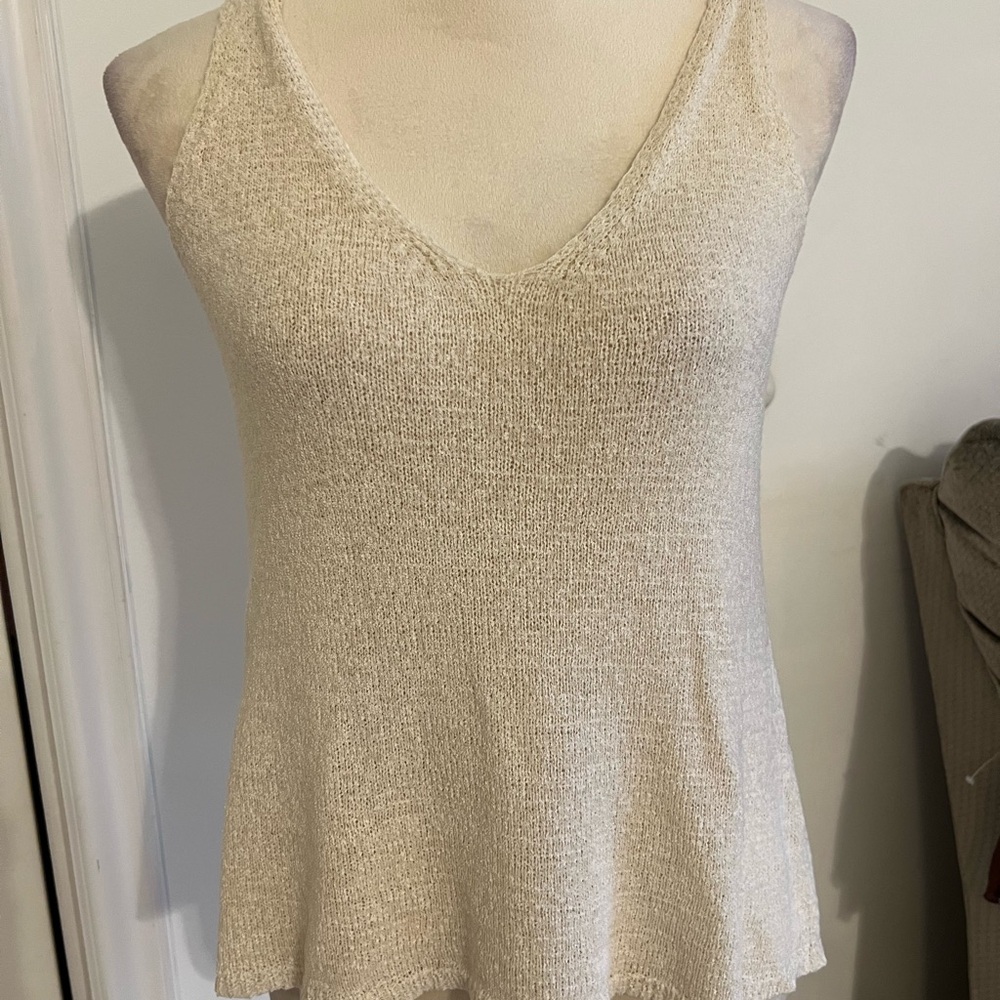 mine Cream V-Neck Knit Tank Top